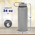 thumbnail image 5 of Stainless Steel Sports Bottles with Lids 34 oz. Set of 6, Bulk Pack - BPA Free, Great for Gym, Hiking, Picnic or School - Silver, 5 of 5