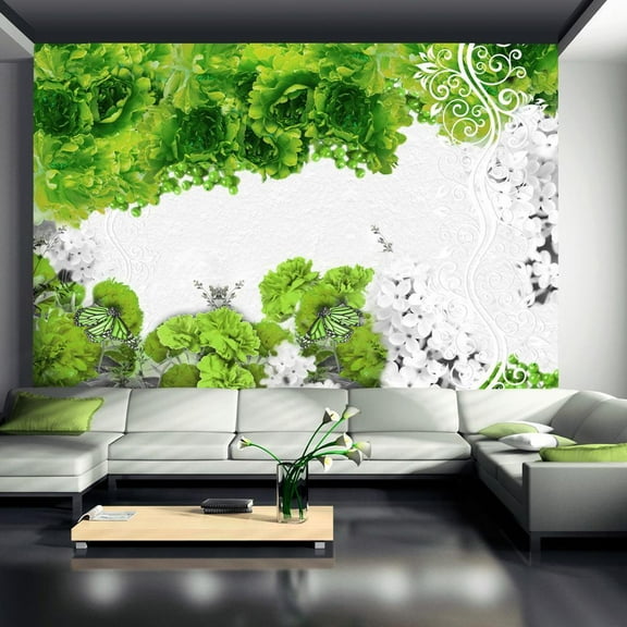 Tiptophomedecor Floral Wallpaper Wall Mural - Colors Of Spring: Green
