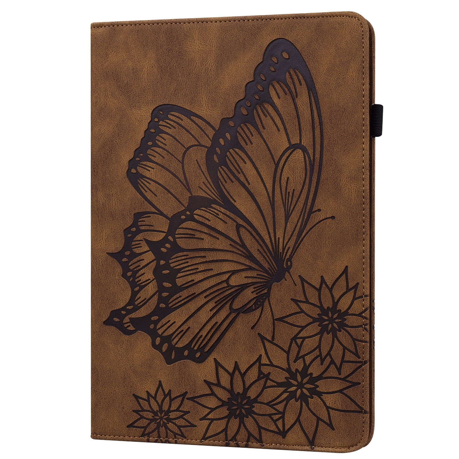 Allytechgroup iPad Air 13 Inch 2025 2024 Case, Stylish Big Butterfly Design PU Leather Smart Cover Auto Sleep Wake Pencil Holder Flip Stand Shockproof Bumper Case for Apple iPad Air 13" M3 M2,Brown