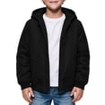 thumbnail image 4 of Boys Midweight Puff Jacket with Hood Zip Up Casual Relaxed Fit Warm Kids Winter Coats Black 6-14 Years, 4 of 7
