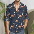 thumbnail image 6 of Cartoon Fox Mens Long Sleeve Button Down Shirts, Casual Men's Button Up Shirt with Pocket, 6 of 6
