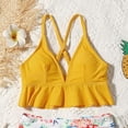 thumbnail image 3 of Bullpiano 7-11T Toddler Girls Swimsuits Two-Pieces Bathing Suits Padded Ruffled Top And Floral Bottoms Quick Dry Swimwear Kids Sunsuit Tankini Suit Summer Vacation Gift for Kids (Yellow+Floral), 3 of 8
