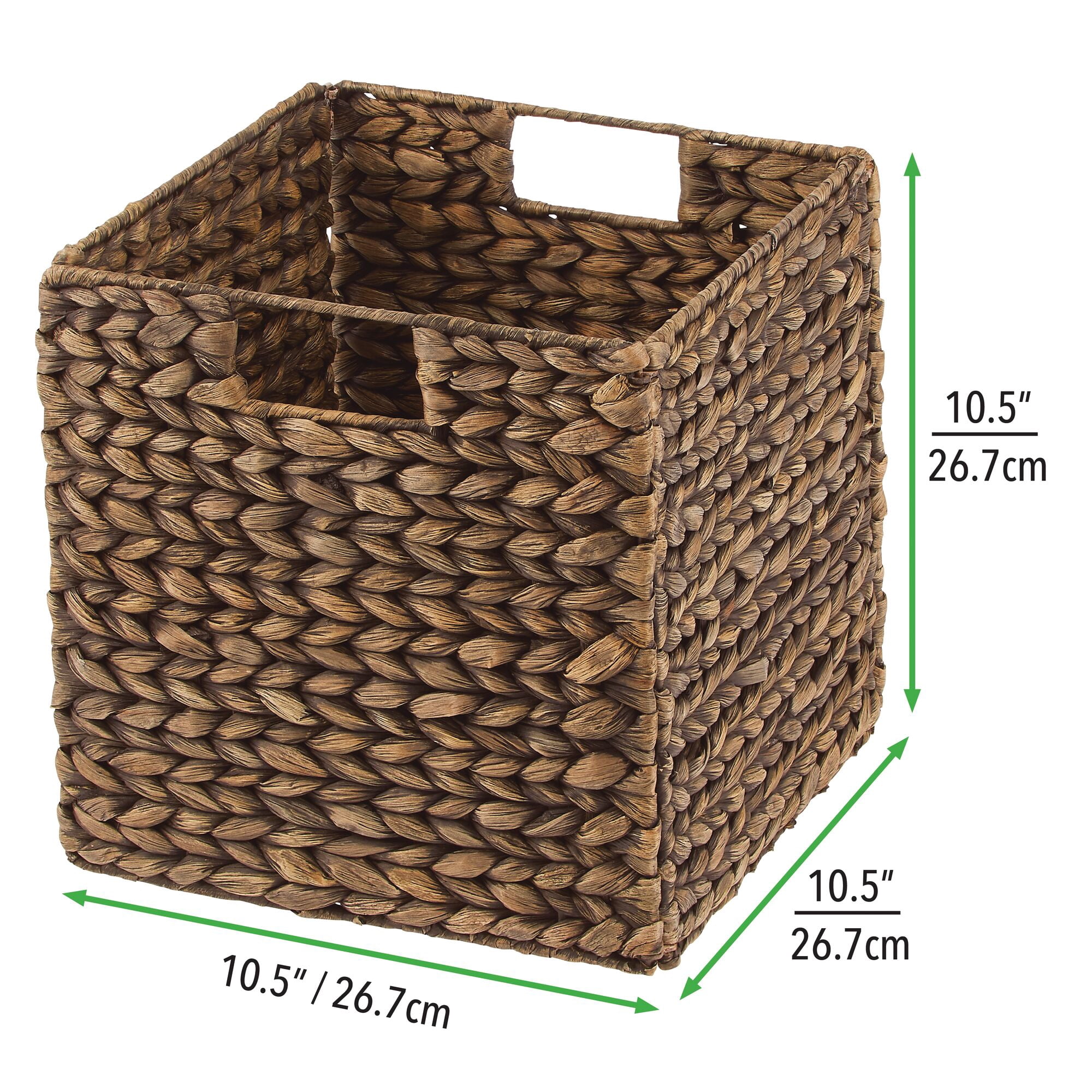 mDesign Woven Hyacinth Kitchen Storage Organizer Basket Bin, 8 Pack, Brown Wash