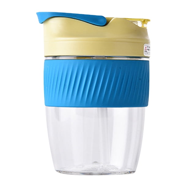 leyfeng Botella de agua de 400 ml con pajita Botella de café a prueba de fugas con funda de taza de aislamiento de silicona reutilizable
