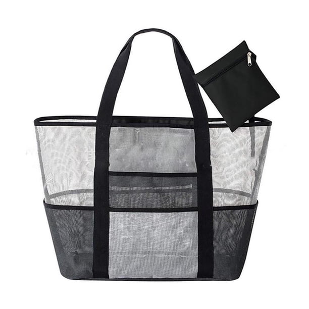Injueey Bolso de playa de malla Bolso de compras plegable Bolso de mano de hombro Bolso de malla de secado rápido paraFamilia Viajando Picnic Natación Almacenamiento y organización del hogar Injueey HA020068-00