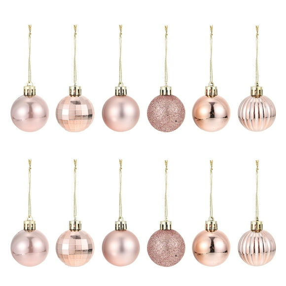 Miangastore 36pcs Craft Mini Ornaments Christmas Ball Ornaments Pink Plastic Decoration for Christmas Tree