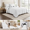 thumbnail image 6 of King Quilt Set 96''x106'', White Lightweight Summer Bedspread Coverlet Set with 2 Pillow Shams, Modern Minimalist Pure Soild Color Breathable All Season Quilt Bedding for Bedroom/Guest Room, 6 of 9