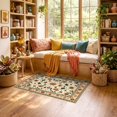 thumbnail image 2 of ODIKA 3'x5' Ultra-Soft Throw Mat, Orange Burnt Retro Swirl Abstract Border Decorative Creamy Wavy None Washable, Bare feet friendly, Easy Care Indoor rug for Bedside, Vanity, 2 of 7
