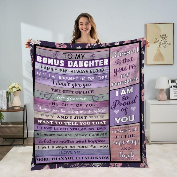 LHSHID Bonus Daughter Gifts Stepdaughter Gifts from Stepmom Stepdad Best Gift for Bonus Daughter Bonus Daughter Birthday Christmas Thanksgiving Gifts Flaneel Throw Blanket 30"x40"