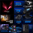 thumbnail image 3 of Computadora Escritorio Completa Xtreme PC Gaming AMD Radeon Vega Renoir Ryzen 5 5600GT 16GB SSD 1TB Monitor 23.8 WIFI Black juegos casuales, trabajo y estudio, 3 of 6