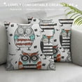 thumbnail image 3 of Orinice Owl Stripes Birds Graphic Decorative Cushion Cover for Home Couch Living Room Sofa Zipper Closure Square 1PC 12x12in, 3 of 5