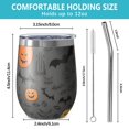 thumbnail image 5 of 12oz Stemless Wine Tumblers Vintage Halloween Elements Pattern Vacuum Insulated Stainless Steel Travel Tumbler Cups Mug with Lid and Straw for Champaign,Cocktail,Beer with Cleaning Brush, 5 of 5