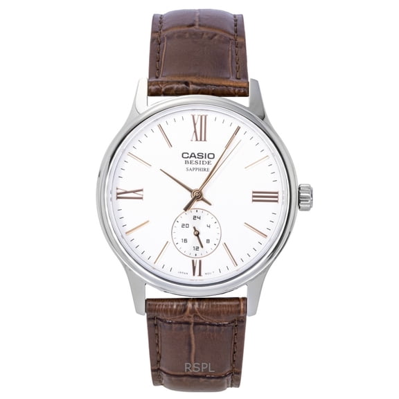 Casio Beside Analog Leather Strap White Dial Quartz BMS-100L-5AV Men's Watch