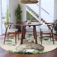 thumbnail image 3 of Round Rugs 8 Ft, Easter Non Slip Area Rugs for Kitchen Bedroom Entryway, Country Spring Rabbit Botanical Eucalyptus Leaves Washable Carpet Runner Rug Floor Mats for Bedroom Home Decor, 3 of 8