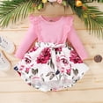 thumbnail image 2 of KIMI BEAR 2T Toddler Baby Girls Rompers 3T Toddler Girls Bodysuits Round Neck Ruffle Long Sleeves One-piece Floral Dress Romper Fall Pink, 2 of 10