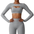 thumbnail image 1 of Chemises de YOGA à Manches Longues pour Femmes Col Rond Doux Automne Basique Ajusté Décontracté Sortie Tee-Shirt, 1 of 6