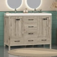 thumbnail image 5 of 47'' Wooden Bathroom Vanity with Double Ceramic Sink Freestanding Storage Cabinet with 6 Drawers, 5 of 10