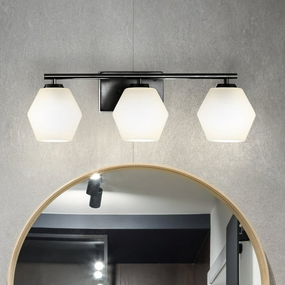 Luxury Mid Century Modern Bath Light, Large Size: 7.5''H x 7''W, with Transitional Style Elements, Matte Black Finish, UHP4518 from the Roanoke Collection by Urban Ambiance