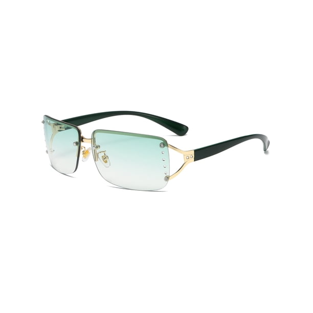 Gafas de sol retro con protección UV para hombres y mujeres, de moda, con incrustaciones de diamantes y sin marco