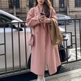 thumbnail image 4 of comerut Women's Coat Double-Breasted Lapel Stylish Warm Mid-Length Double Pockets Winter Coat Lady Accessories, 4 of 8