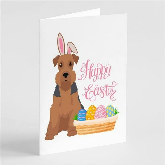 Grizzle and Tan Airedale Terrier Easter Greeting Cards and Envelopes Pack of 8 7 in x 5 in