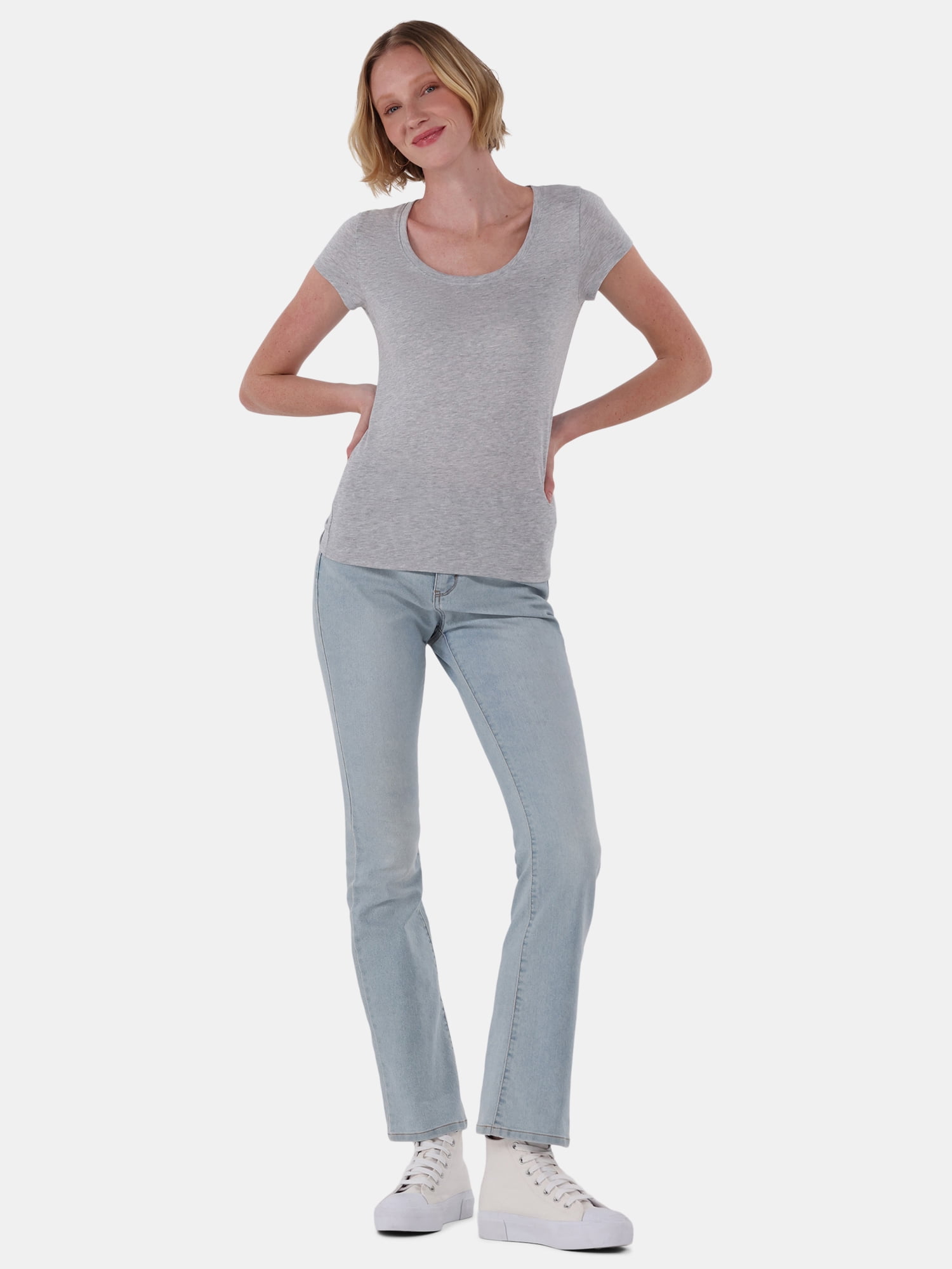 No Boundaries Short Sleeve Scoop Neck Tee, Women's XXS-XXXL