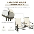 thumbnail image 3 of Outsunny 2-Person Outdoor Glider Bench w/ Center Table, Steel Frame for Backyard Garden Porch, Beige, 3 of 9