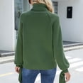 thumbnail image 4 of Suéter de cuello alto de punto para mujer, Jersey informal holgado con cordones de manga larga y farol a la moda para otoño e invierno, verde XL, 4 of 6