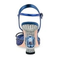 thumbnail image 3 of FSJ Women Sparkling Double Bow Sandals Pointed Closed Toe Ankle Strap Crystal Chunky Mid Heels Pumps Wedding Bridal Party Shoes Size 8 Blue, 3 of 4