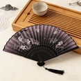 thumbnail image 2 of Decorative Silk Folding Fan with Bamboo Ribs, Durable Hand Fan for Stage Props, Home Decor & Cultural Performances, 2 of 6