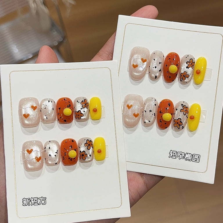 [Love Orange Tone] Maillard hand-painted caramel flower love black ink ...