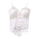 thumbnail image 4 of Camiseta de tirantes de encaje para mujer, lencería, lolita, faja, corsé, corpiño, espagueti delantero Blanco, 4 of 9