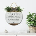 thumbnail image 4 of Eveokoki Coffee Sign Farmhouse Wood Sign Front Porch Decor Rustic Wooden Sign Wall Decor Hanging Wooden Decorations with Bow-Knot for Home Porch Wall Door, 12 x 12 Inch, 4 of 5