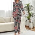 thumbnail image 2 of Top-kevin Womens Pajamas Set Stars Leaves Pattern Soft Long Sleeve Sleepwear Button Down Sets, 2 of 6