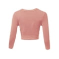 thumbnail image 3 of A2Y Women's Solid Cropped Bolero 3/4 Sleeve Button Down V-Neck Cardigan Sweater Peach Beige 2XL, 3 of 5