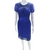 Pre-owned|Catherine Malandrino Womens Embroidered Trim Pleated Shift Dress Blue Size 2