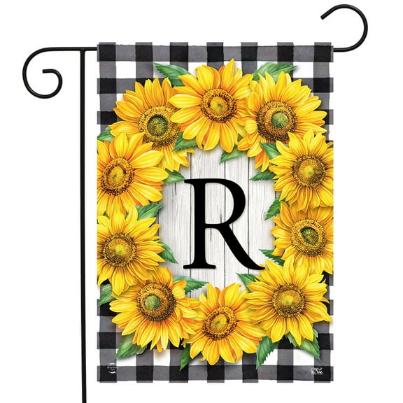 Briarwood Lane Sunflowers Monogram R Garden Flag