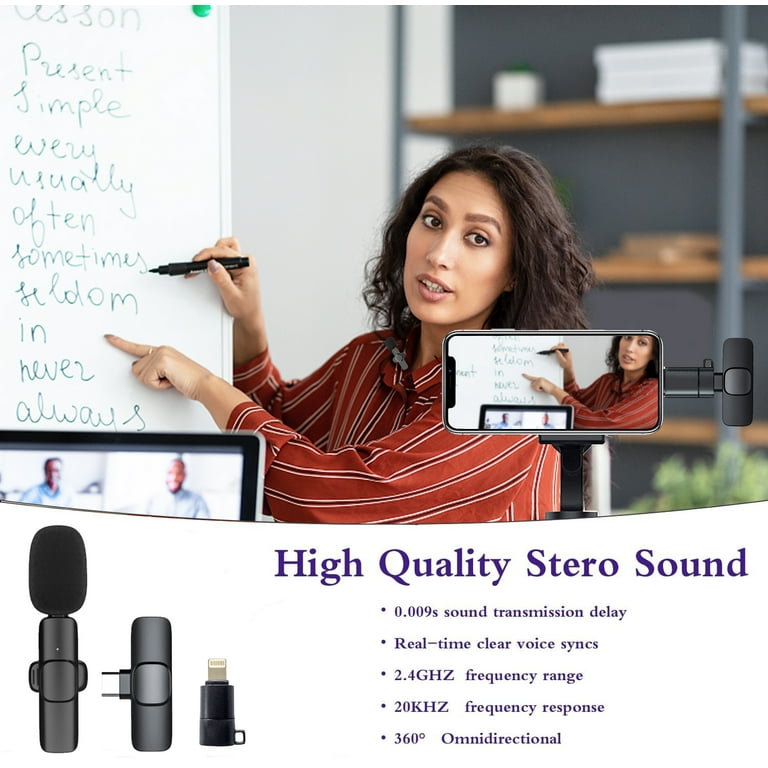 DYNASONIC DM-Pro 2 Pack Professional Wireless Android Type C Microphone For Mobile Phone (2.4GHz) Facebook Tiktok Video Vlog YouTube