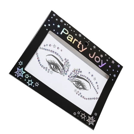 Linyer Eye Gems Rhinestone Stickers Self Adhesive No Glue Body Face Makeup Jewelry DIY for Women Wedding Party Accessory Supplies HF-110 White AB