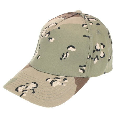 Mens Low Crown 5 Panel Camouflage Twill Baseball Cap Desert Camo