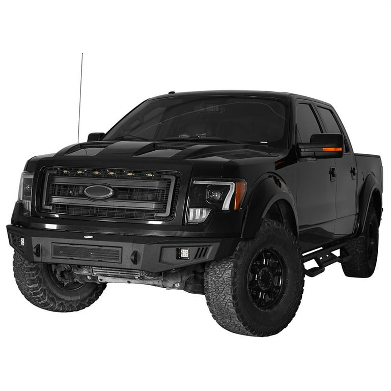 Hooke Road Rugged Front Bumper fits for Ford F150 2009 2014 Excluding Raptor with Honeycomb Design and LED Spotlight Walmart