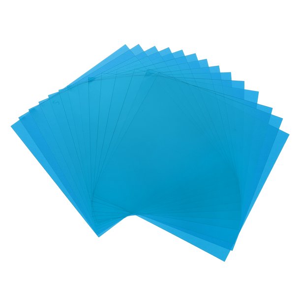 Uxcell 14 Pcs Hojas de Plástico de Color, Filtro de Gel de Corrección de Color Ámbar Transparente Impermeable 3.9 x 3.9" para Manualidades DIY, Iluminación LED, Fotografía (Azul)