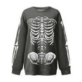 thumbnail image 5 of HUITKMM Chandail pour Femmes Unisexe Mode Imprimé Design Squelette Surdimensionné Longline Sans Capuche Col Rond pour et Mode Urbaine Décontracté, 5 of 5
