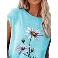 thumbnail image 3 of DYMADE Women Plus Size Floral Printed Loose Casual Pullover T-shirt Top, 3 of 6