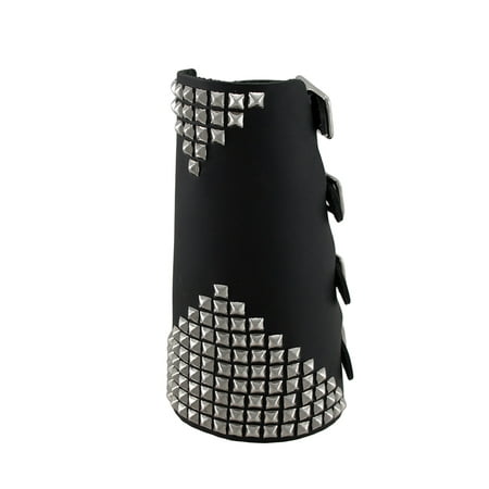 - Black Leather Metal Pyramid Studded Gauntlet Wristband