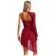 thumbnail image 4 of iiniim Lyrical Dance Costume One Shoulder Modern Contemporary Dress Dancewear for Women Girls Burgundy L, 4 of 7