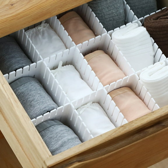CATIEBYE 8Pcs Plastic Drawer Separators for Desk and Dresser 12.8in x 2.8in