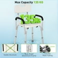 thumbnail image 4 of Adjustable Medical Shower Chair Quick Release Bathtub w/Arm Backrest WT, 4 of 10