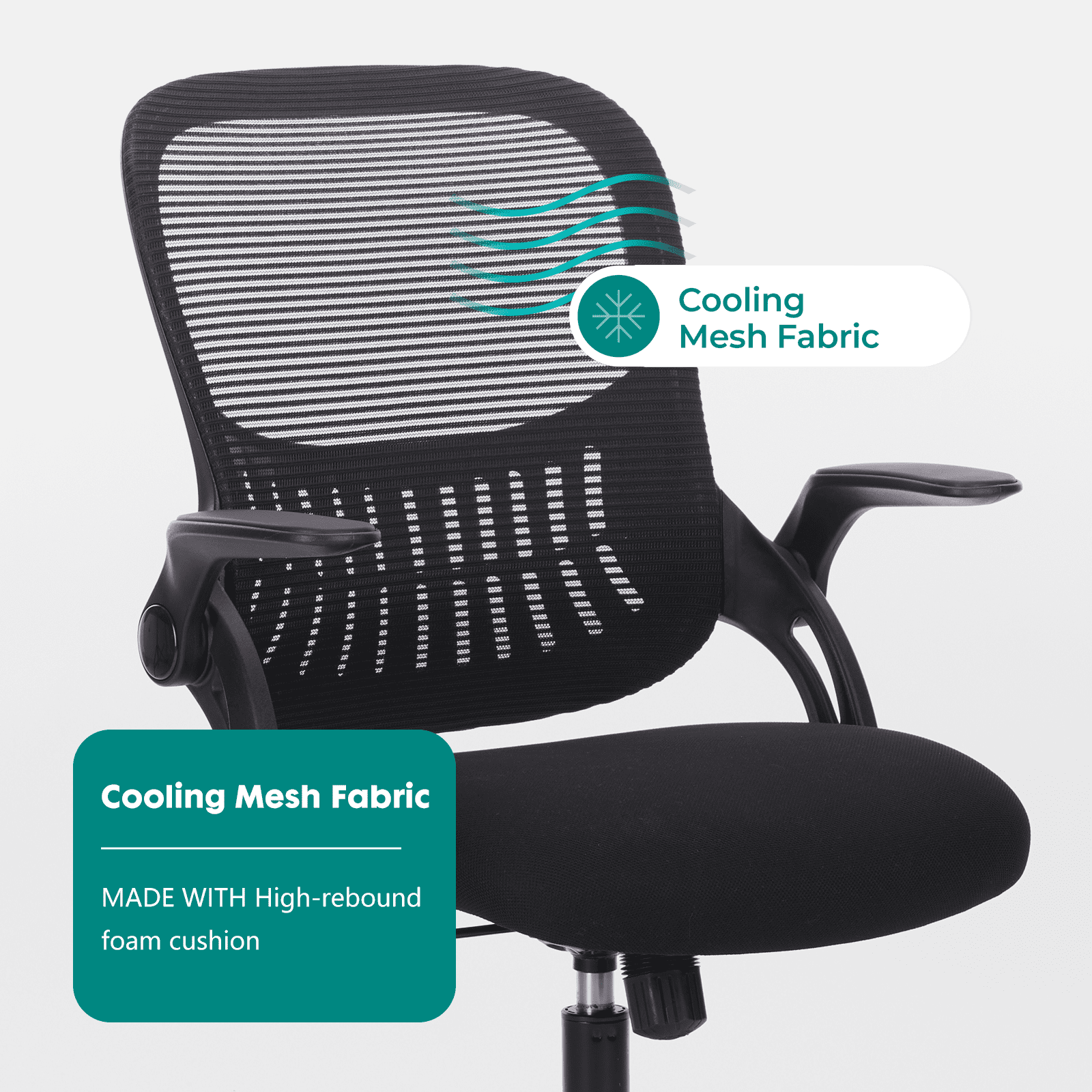 MAYEERTY Ergonomic Office Chair for Standing Desk with Adjustable Height, Computer Desk Chairs, Movable Armrest, Black