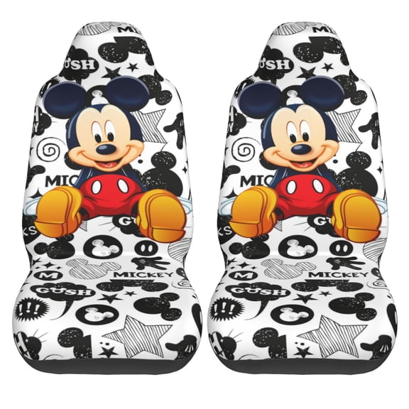 2PCS Universal Fit Car Seat Covers, Mickey Print Car Seat Cover For Front Seat Cushion Protectors Two Pcs Auto Accessories Bucket Seat Covers